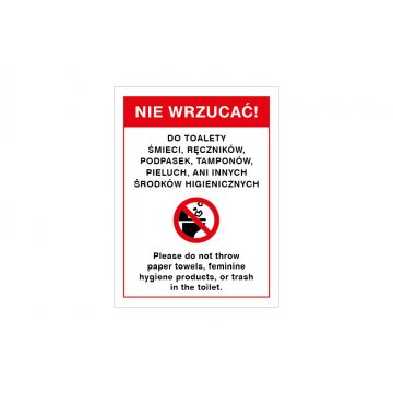 Warnschild Nicht in die Toilette werfen - Größe 150x200mm - PVC - farbiger UV-Druck - TAB148