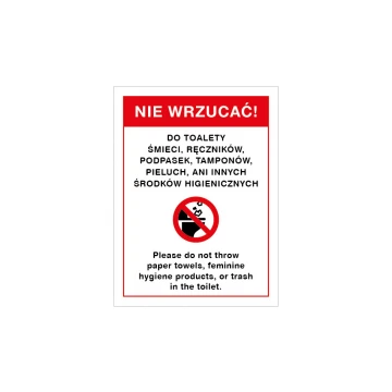Warnschild Nicht in die Toilette werfen - Größe 150x200mm - PVC - farbiger UV-Druck - TAB148