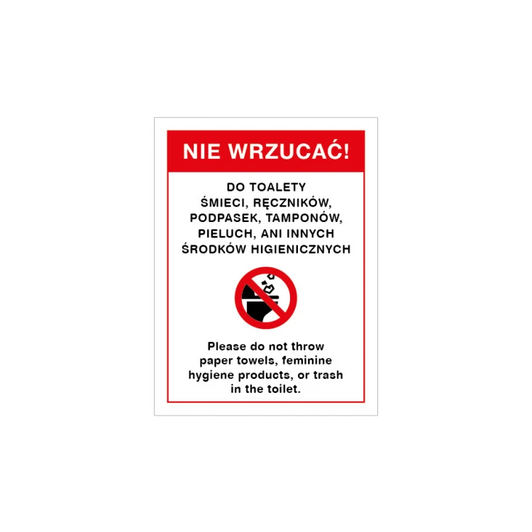 Warnschild Nicht in die Toilette werfen - Größe 150x200mm - PVC - farbiger UV-Druck - TAB148