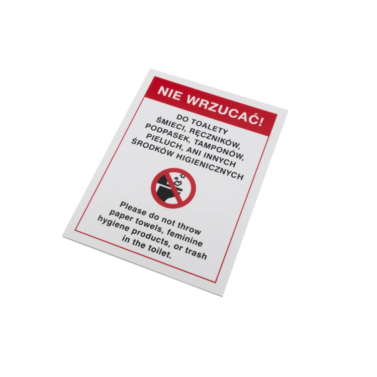 Warnschild Nicht in die Toilette werfen - Größe 150x200mm - PVC - farbiger UV-Druck - TAB148