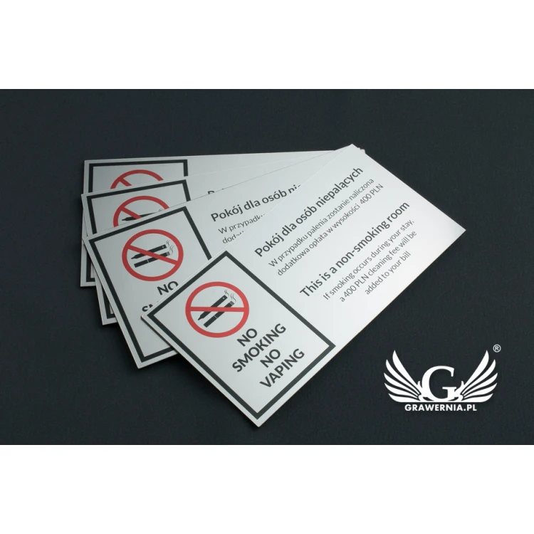 Warnschild - Nichtraucherzimmer - Größe 135x70mm - farbiger UV-Druck