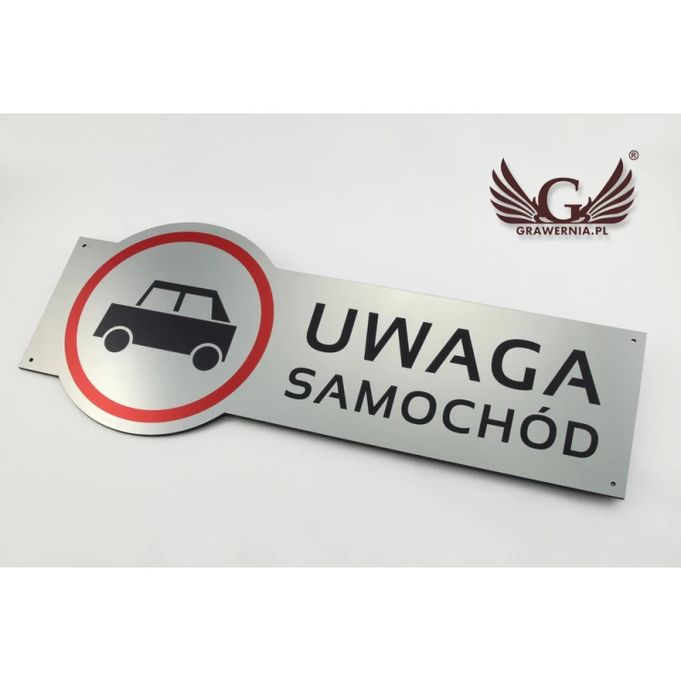 Warnschild - Achtung Auto - Größe 490x200mm - farbiger UV-Druck