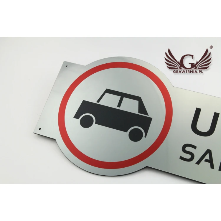 Warnschild - Achtung Auto - Größe 490x200mm - farbiger UV-Druck
