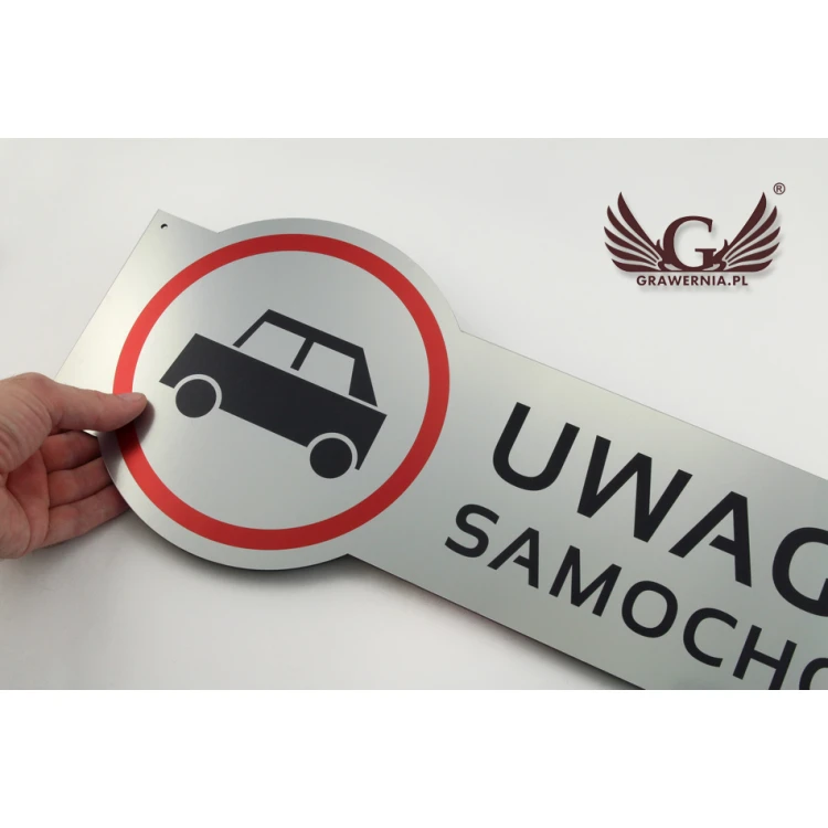 Warnschild - Achtung Auto - Größe 490x200mm - farbiger UV-Druck