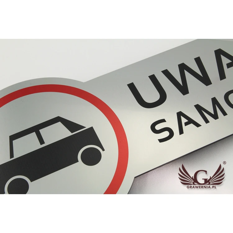 Warnschild - Achtung Auto - Größe 490x200mm - farbiger UV-Druck