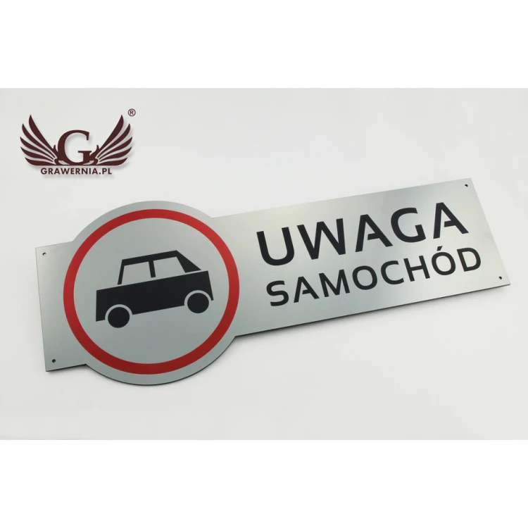 Warnschild - Achtung Auto - Größe 490x200mm - farbiger UV-Druck