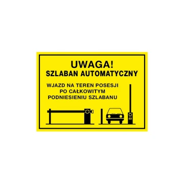 Warnschild Achtung automatische Schranke - Abm. 560x400mm - PVC - farbiger UV-Druck - TAB156