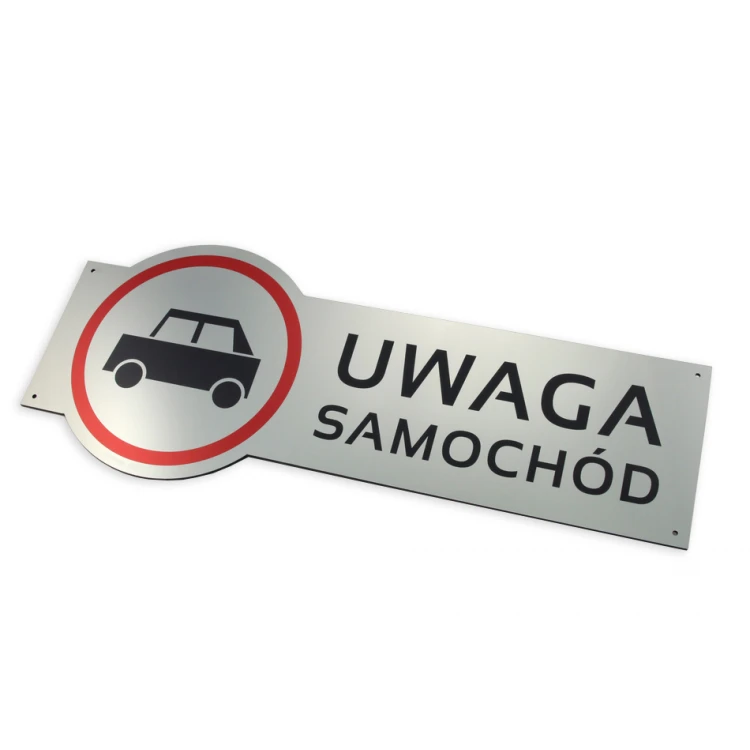 Warnschild - Achtung Auto - Größe 490x200mm - farbiger UV-Druck