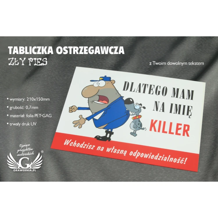 Warnschild - Böser Hund - PVC-Material - Abmessungen 210x150mm - TZP001