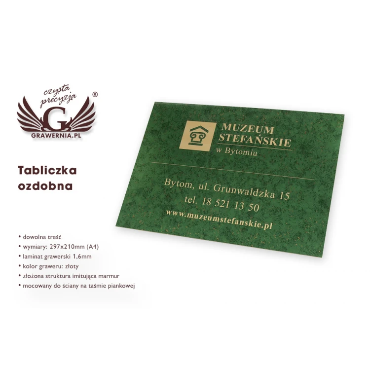 Dekorative Plakette - grüner Marmor - Abm. 297x210mm (Format A4)