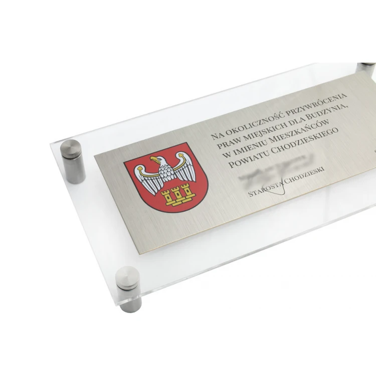 Gedenktafel aus versilbertem Messing und Acryl - Größe 220x110mm - TAB125