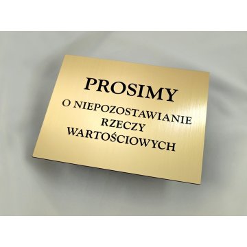 SCHILD: Bitte keine Wertsachen liegen lassen - Größe 18x14cm