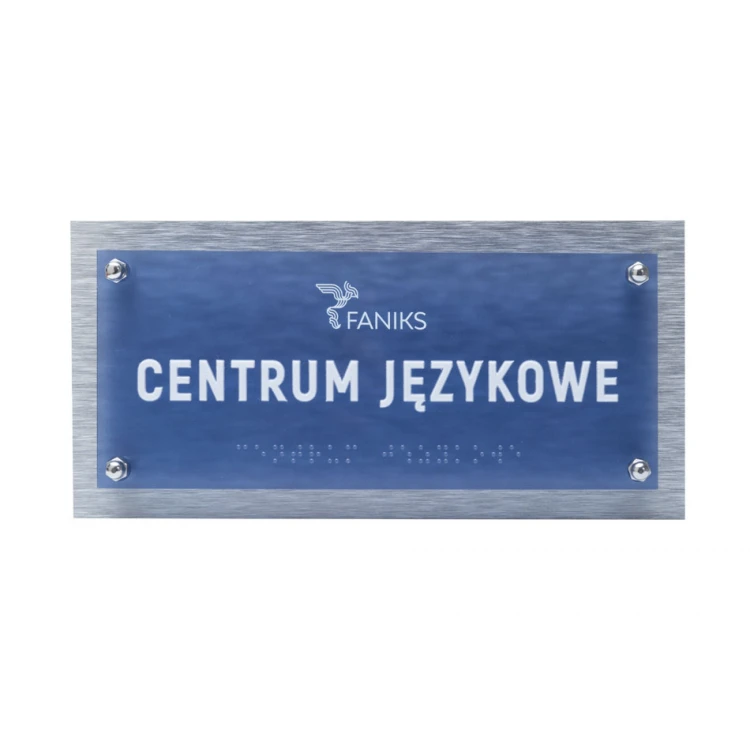 Türschild aus Dibond und Plexiglas mit Braille-Alphabet - Größe 230x110mm - SPD043