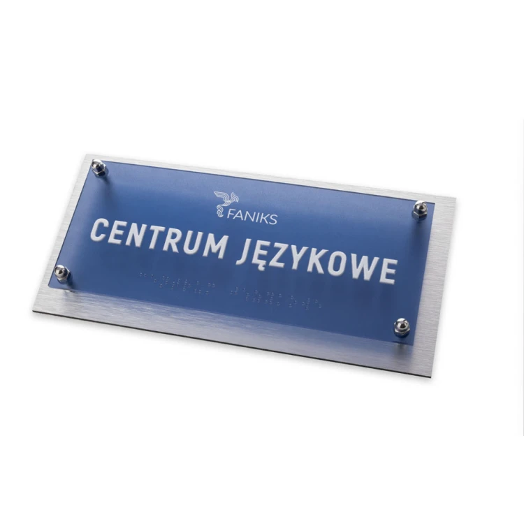 Türschild aus Dibond und Plexiglas mit Braille-Alphabet - Größe 230x110mm - SPD043