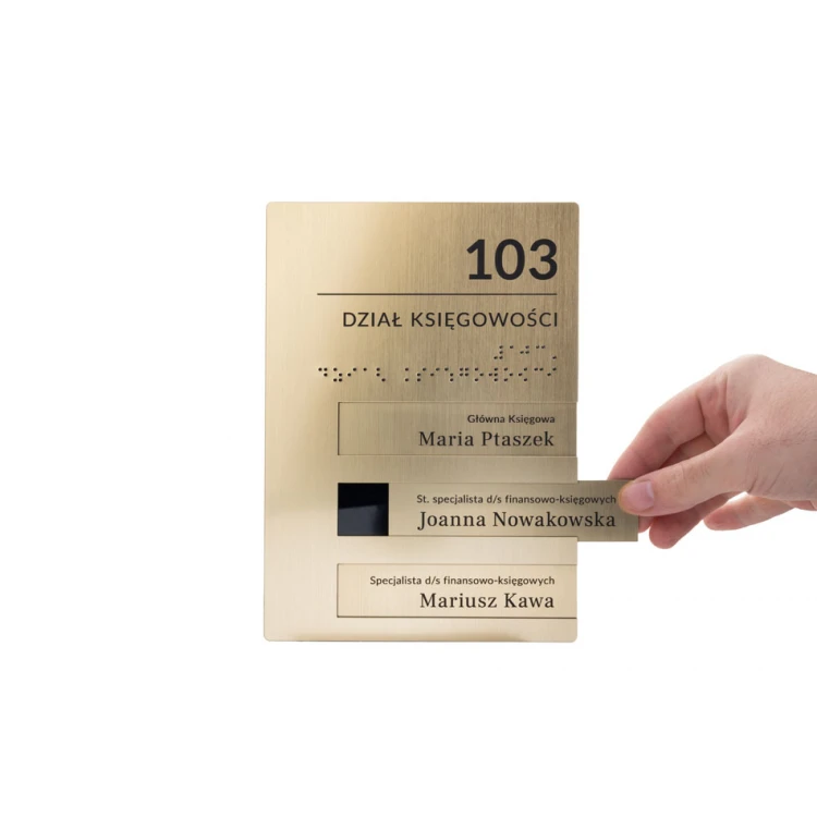 Türschild mit austauschbaren Einsätzen und Braille-Alphabet - Abm. 148x210mm - SPD041