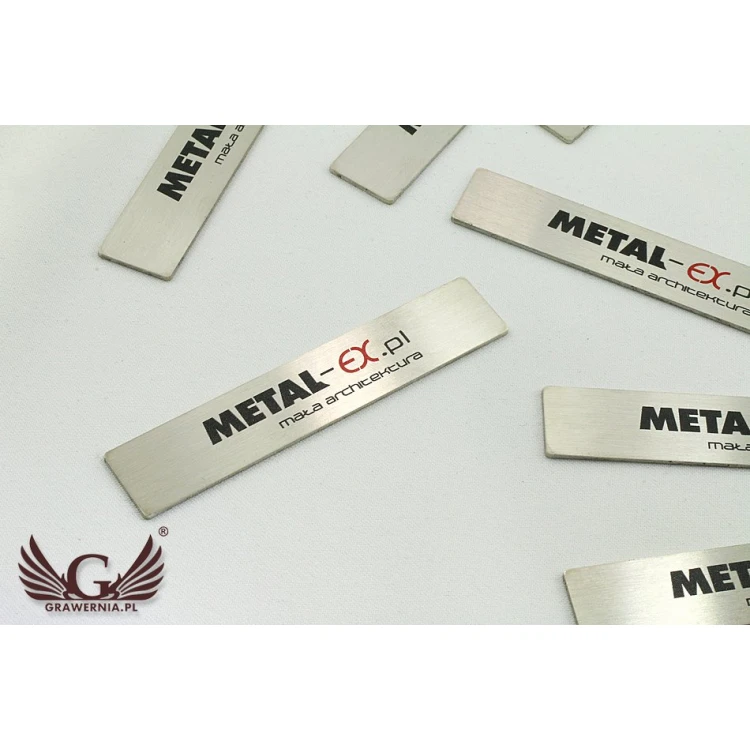 Stahlplatte für Produkte - Abm. 69x13,5x1mm - UV-Druck