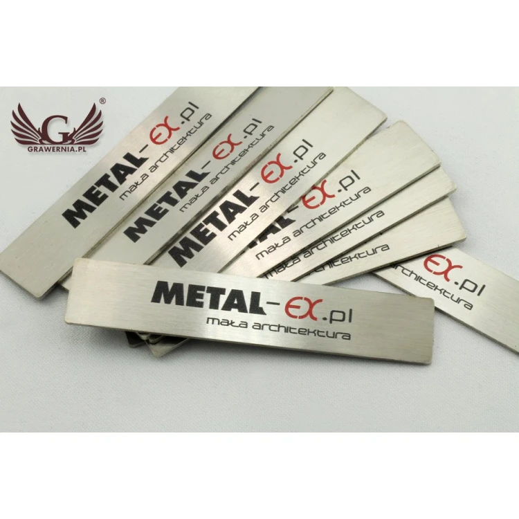 Stahlplatte für Produkte - Abm. 69x13,5x1mm - UV-Druck