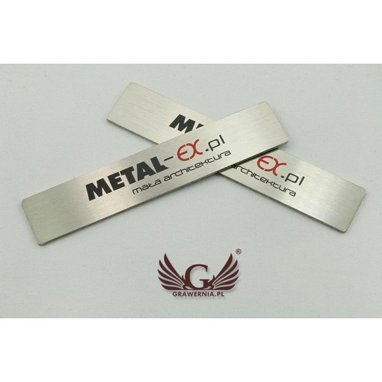Stahlplatte für Produkte - Abm. 69x13,5x1mm - UV-Druck