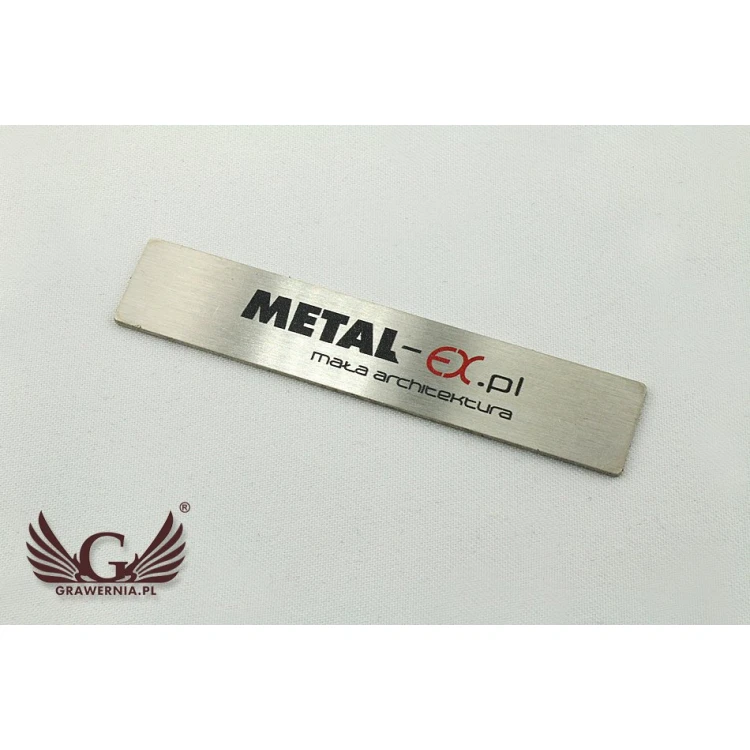 Stahlplatte für Produkte - Abm. 69x13,5x1mm - UV-Druck