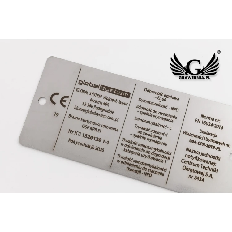 Typenschild aus Stahl - Abm. 100x45mm - TAB083