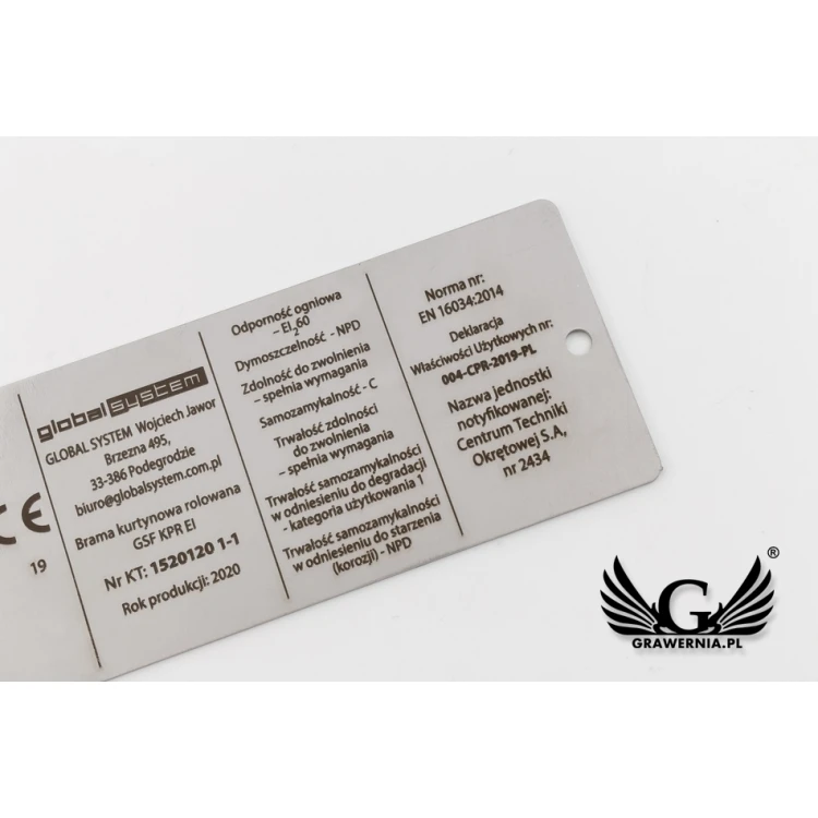 Typenschild aus Stahl - Abm. 100x45mm - TAB083