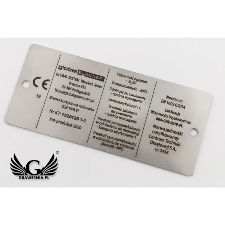 Typenschild aus Stahl - Abm. 100x45mm - TAB083