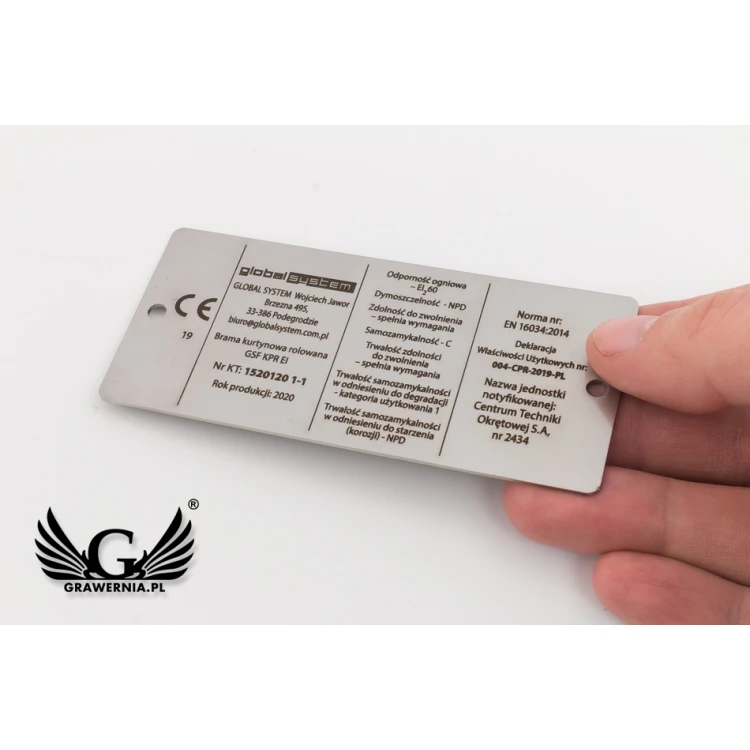 Typenschild aus Stahl - Abm. 100x45mm - TAB083