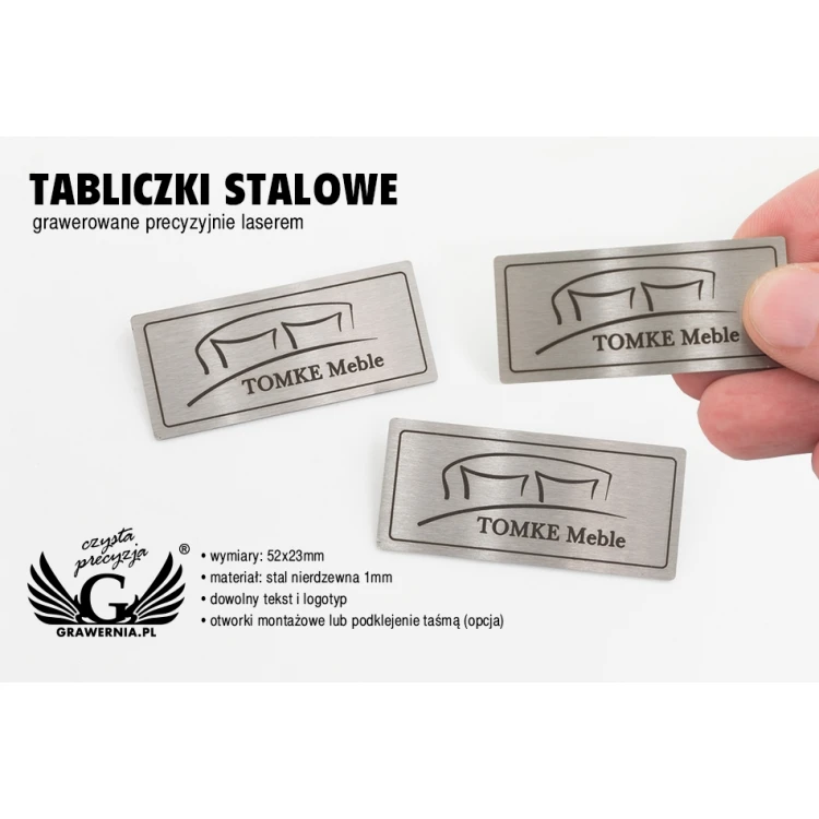 Gravierte Stahlplatte für Produkte - Abm. 52x23x1mm - TAB087
