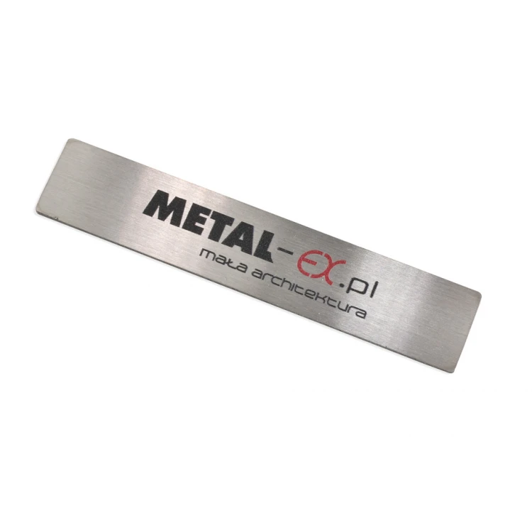 Stahlplatte für Produkte - Abm. 69x13,5x1mm - UV-Druck