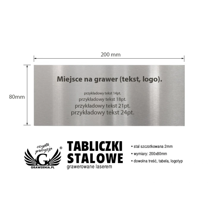 Stahlplatte mit individueller Gravur - Abmessungen 200x80x2mm - TAB100