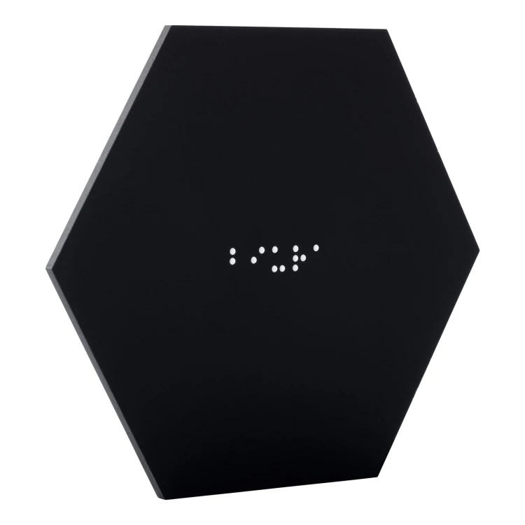 Sechseckige Braille-Tafel - mattschwarzes Acryl - Größe 120x103mm - TAB594
