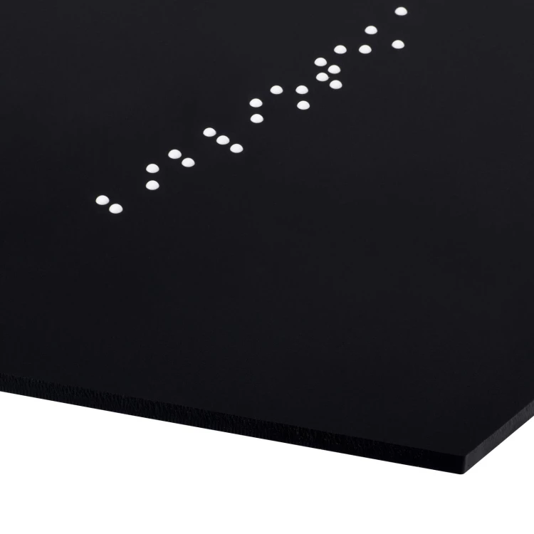 Sechseckige Braille-Tafel - mattschwarzes Acryl - Größe 120x103mm - TAB594