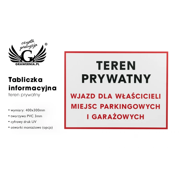 Privatgrundstück Schild - Größe 400x300mm - PVC - farbiger UV-Druck - TAB064