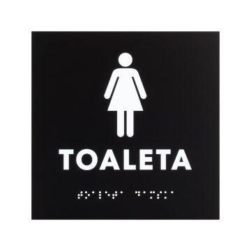 Damentoilette - Schild aus schwarzem mattiertem Acryl - Abm. 150x150mm - TT056