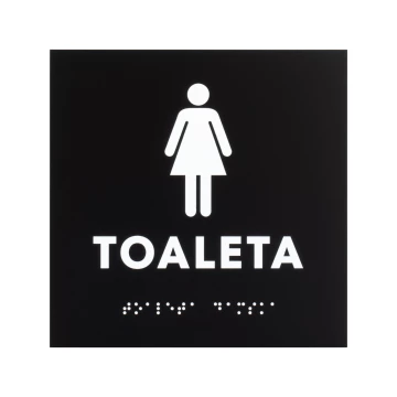 Damentoilette - Schild aus schwarzem mattiertem Acryl - Abm. 150x150mm - TT056