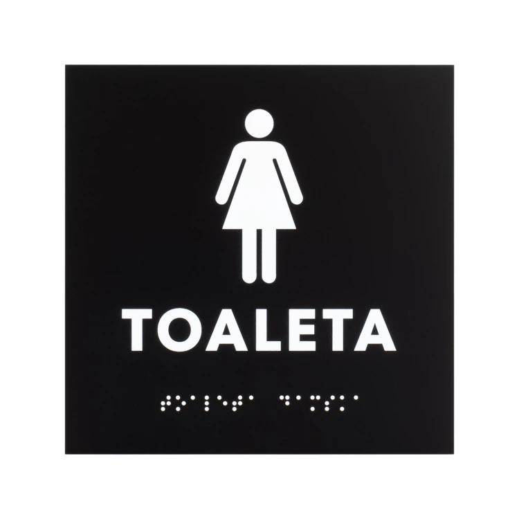 Damentoilette - Schild aus schwarzem mattiertem Acryl - Abm. 150x150mm - TT056