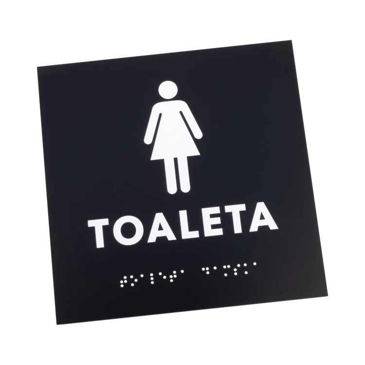 Damentoilette - Schild aus schwarzem mattiertem Acryl - Abm. 150x150mm - TT056