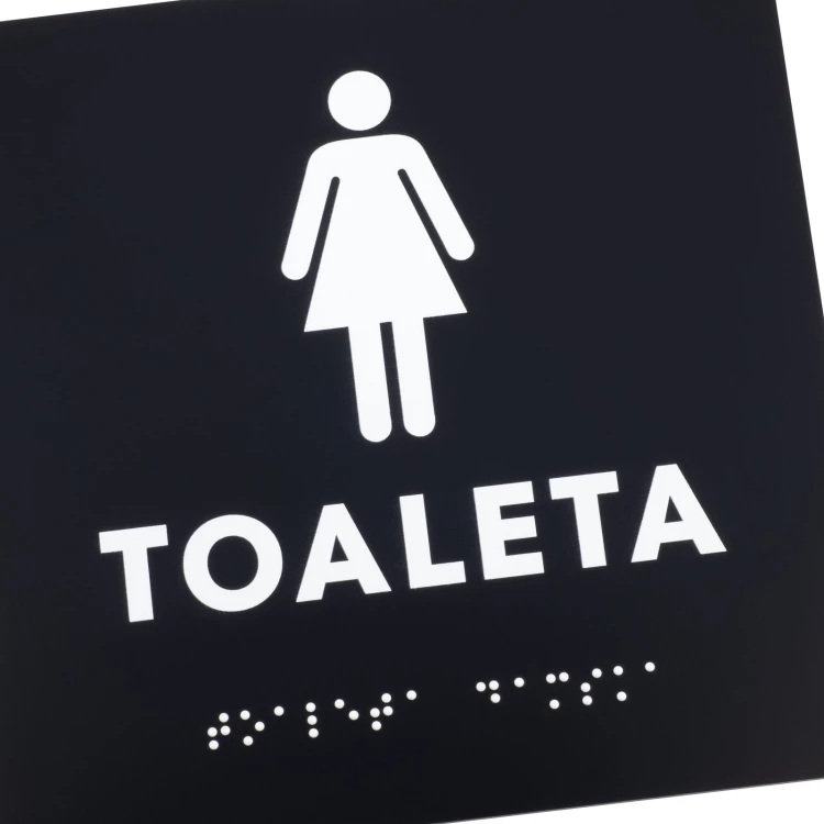 Damentoilette - Schild aus schwarzem mattiertem Acryl - Abm. 150x150mm - TT056