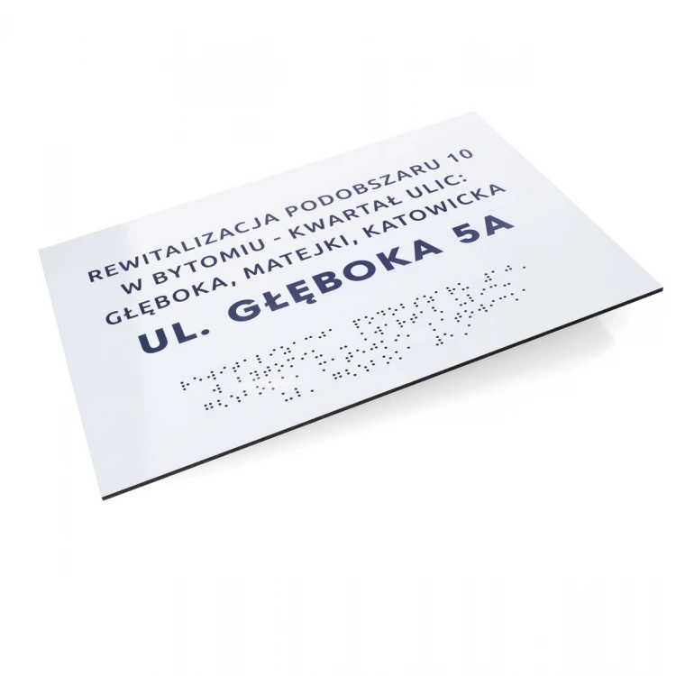Platte aus weißem Dibond mit Braille-Schrift - Abm. 297x210mm (A4) - TAB474