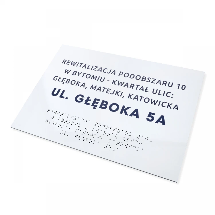 Platte aus weißem Dibond mit Braille-Schrift - Abm. 297x210mm (A4) - TAB474