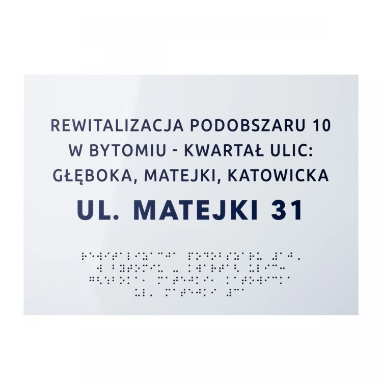 Platte aus weißem Dibond mit Braille-Schrift - Abm. 297x210mm (A4) - TAB474