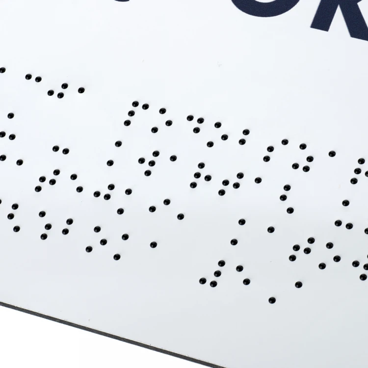 Platte aus weißem Dibond mit Braille-Schrift - Abm. 297x210mm (A4) - TAB474