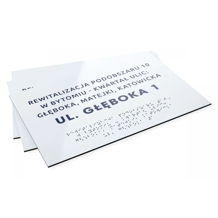Platte aus weißem Dibond mit Braille-Schrift - Abm. 297x210mm (A4) - TAB474