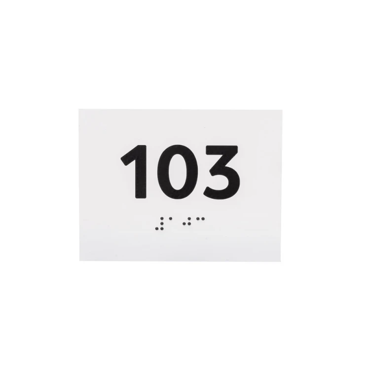 Plakette mit beliebiger Nummerierung und Braille-Schrift - Größe 100x75mm - weißes Gravierlaminat 3mm - TAB288