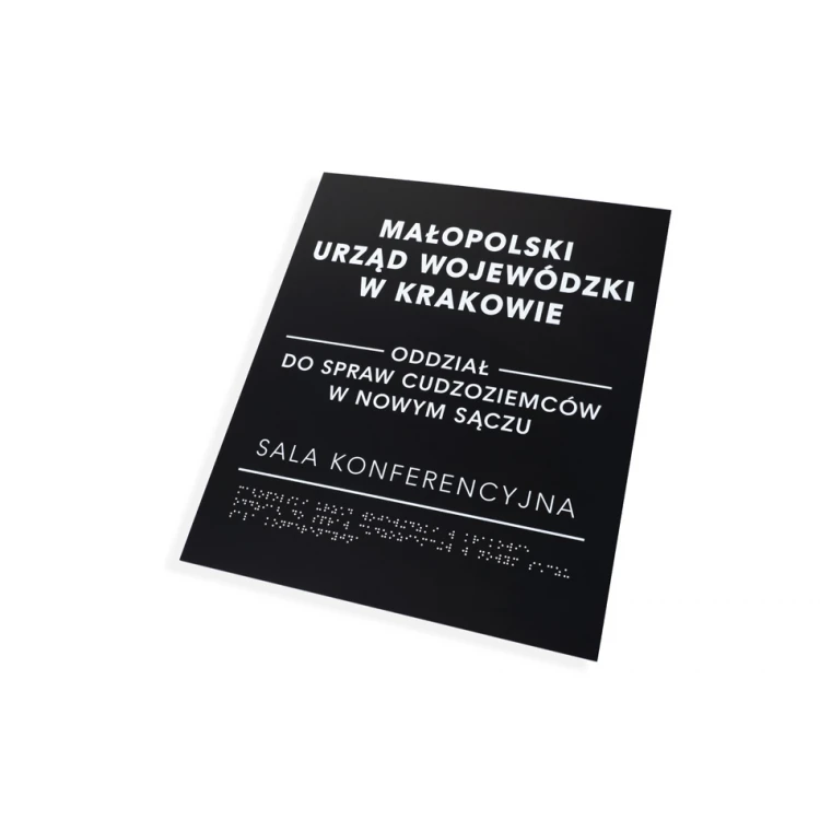 Tafel mit Braille-Schrift - mattes schwarzes Acryl - Abm. 350x420mm - DARK - TAB390