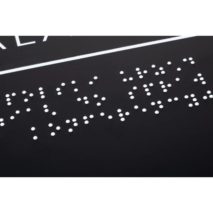 Tafel mit Braille-Schrift - mattes schwarzes Acryl - Abm. 350x420mm - DARK - TAB390