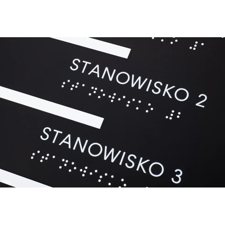 Tafel mit Braille-Schrift - mattes schwarzes Acryl und weißes ADA - Größe 350x420mm - DARK - TAB391