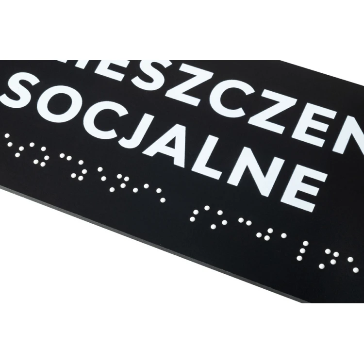 Tafel mit Braille-Schrift - mattes schwarzes Acryl - Abmessungen 200x75mm - DARK - TAB423