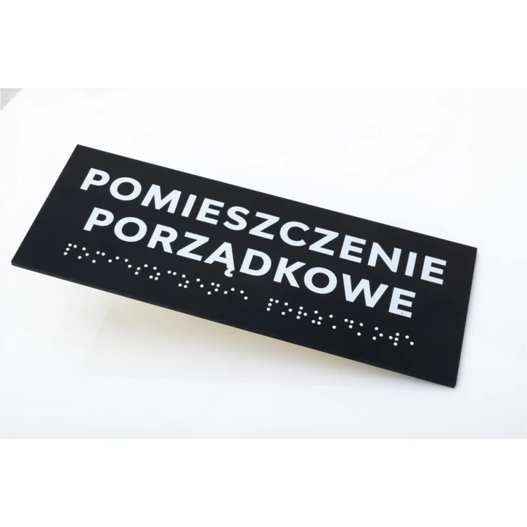 Tafel mit Braille-Schrift - mattes schwarzes Acryl - Abmessungen 200x75mm - DARK - TAB423