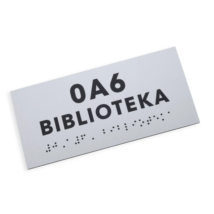 Braille-Schrifttafel - silberner Gravierlaminat 3mm - Abm. 160x75mm - TAB434